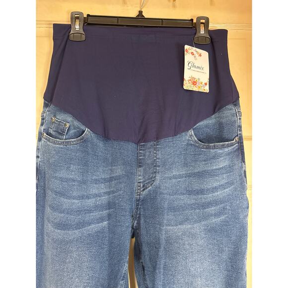 glam Blue Denim Straight Leg Pants - Picture 1 of 4